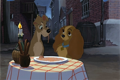 Original Production Cel of Lady and Tramp from the Bella Notte scene ...